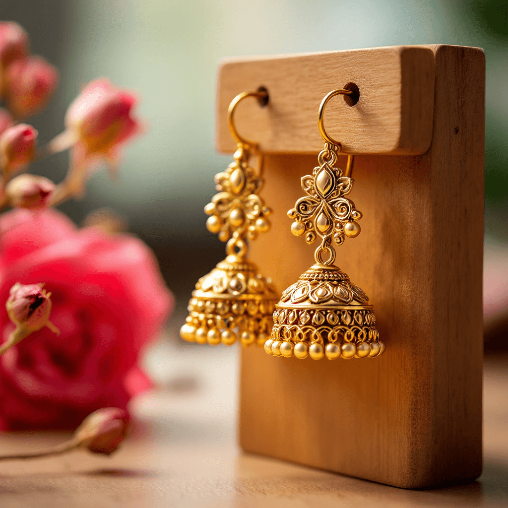 Gold jhumka earrings